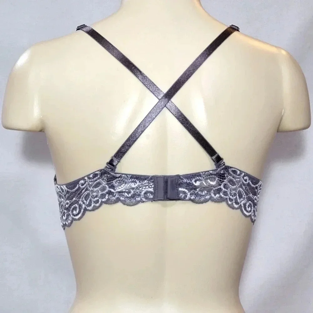 38DD Maidenform Self‎ Expressions Convertible Push UP Bra Gray NWT